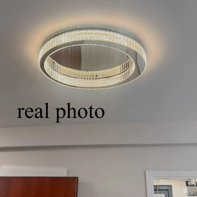 

Nordic Round Bedroom LED Ceiling Pendant Lights Crystal High-end Ceiling Hanging Lamps Home Decor Restaurant Room Factory Outlet