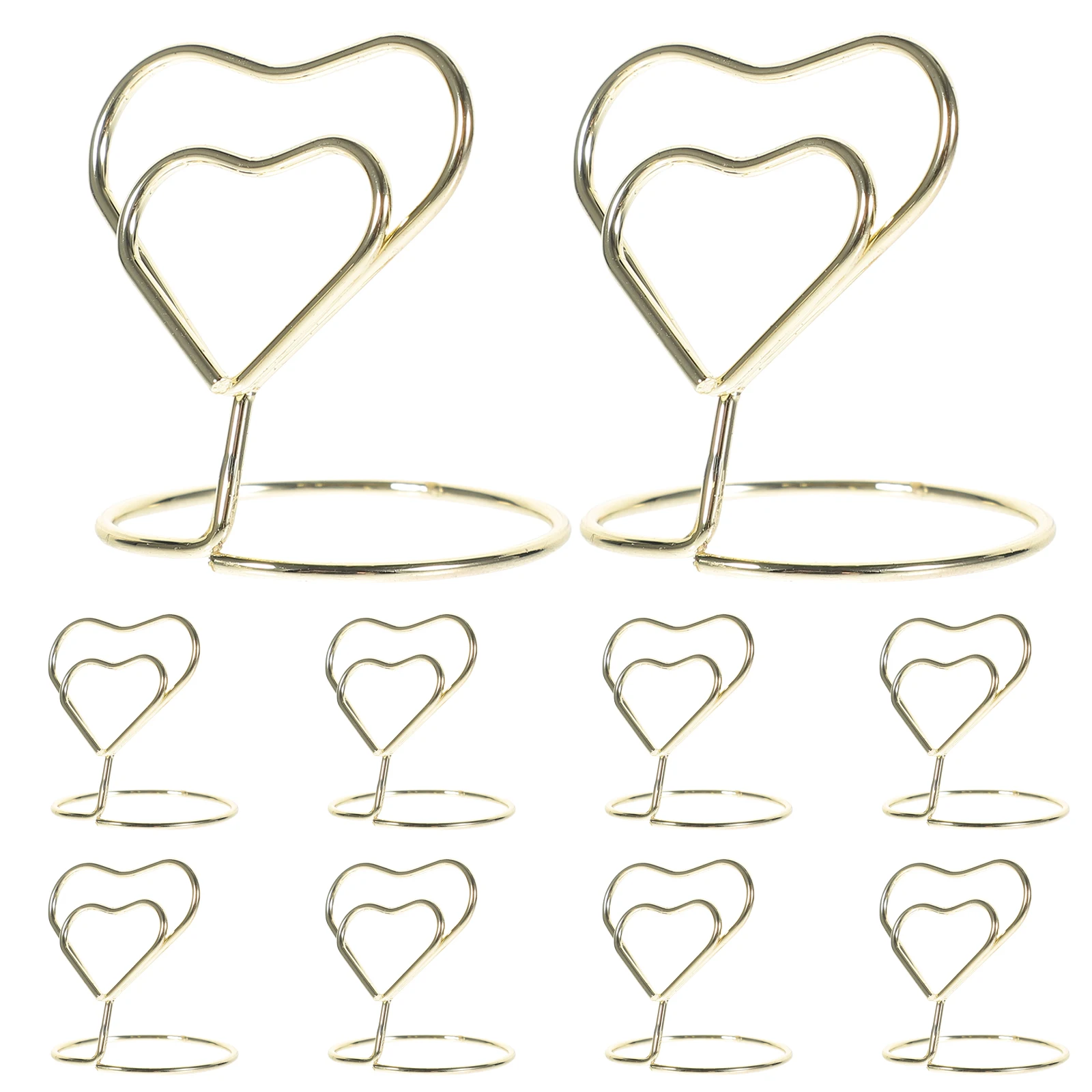 

10 Pcs Desk Card Holder Elegant Memo Paper Clips Wedding Supplies Table Number Holders Reusable Spiral Base Heart Shape Birthday