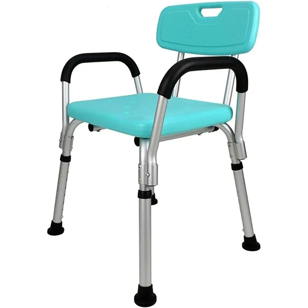 Adjustable Height Lightweight Aluminum Bath Stool with Armrests for Elderly, Disabled, and Pregnant - Supports Up to 200kg