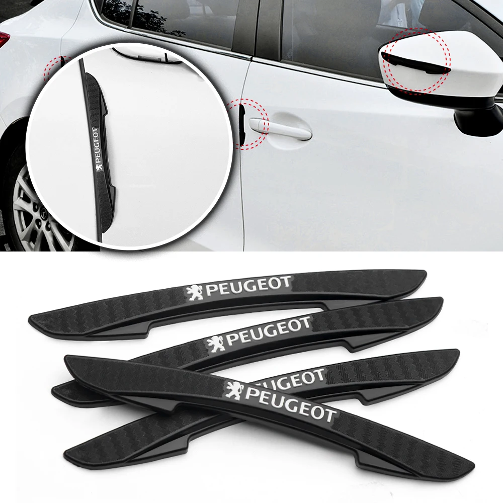 4 piezas de cubiertas protectoras de goma anticolisión para el borde de la puerta del coche, para Peugeot 206 207 208 408 2008 3008 307 308, accesorios para válvulas
