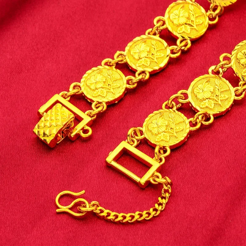EternaGold  24K Gold Rose Bracelet AU999 Pure Gold 3D blooming rose design, delicate see-through petals, elegant and romantic fo