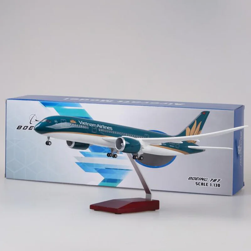 

47cm 1/130 Airplane B787 Dreamliner Aircraft Vietnam Airlines Model W Light Diecast Resin Plane Collection Toys Display Gif