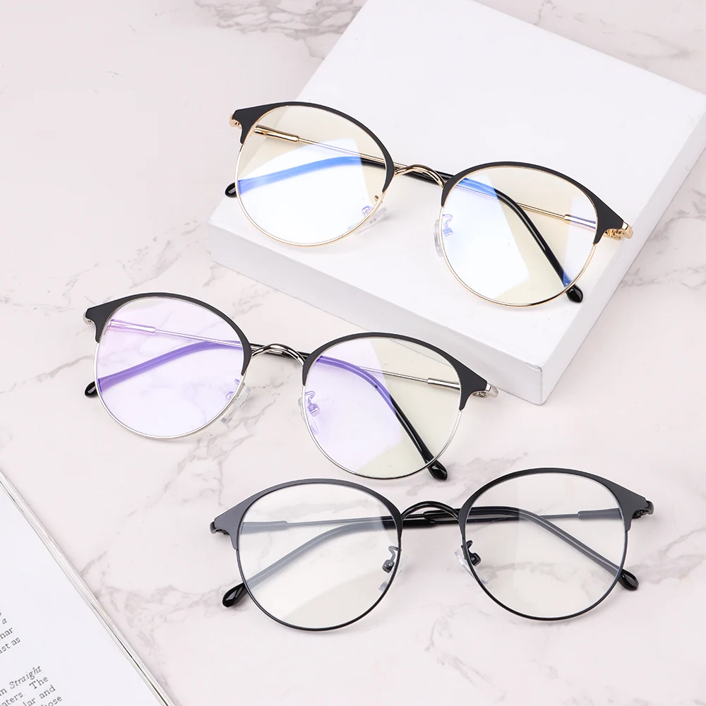 Classic Semi Rimless Anti Blue Light Blocking Glasses Men Square Ray Filter Eyeglasses Frames Computer Women Goggles