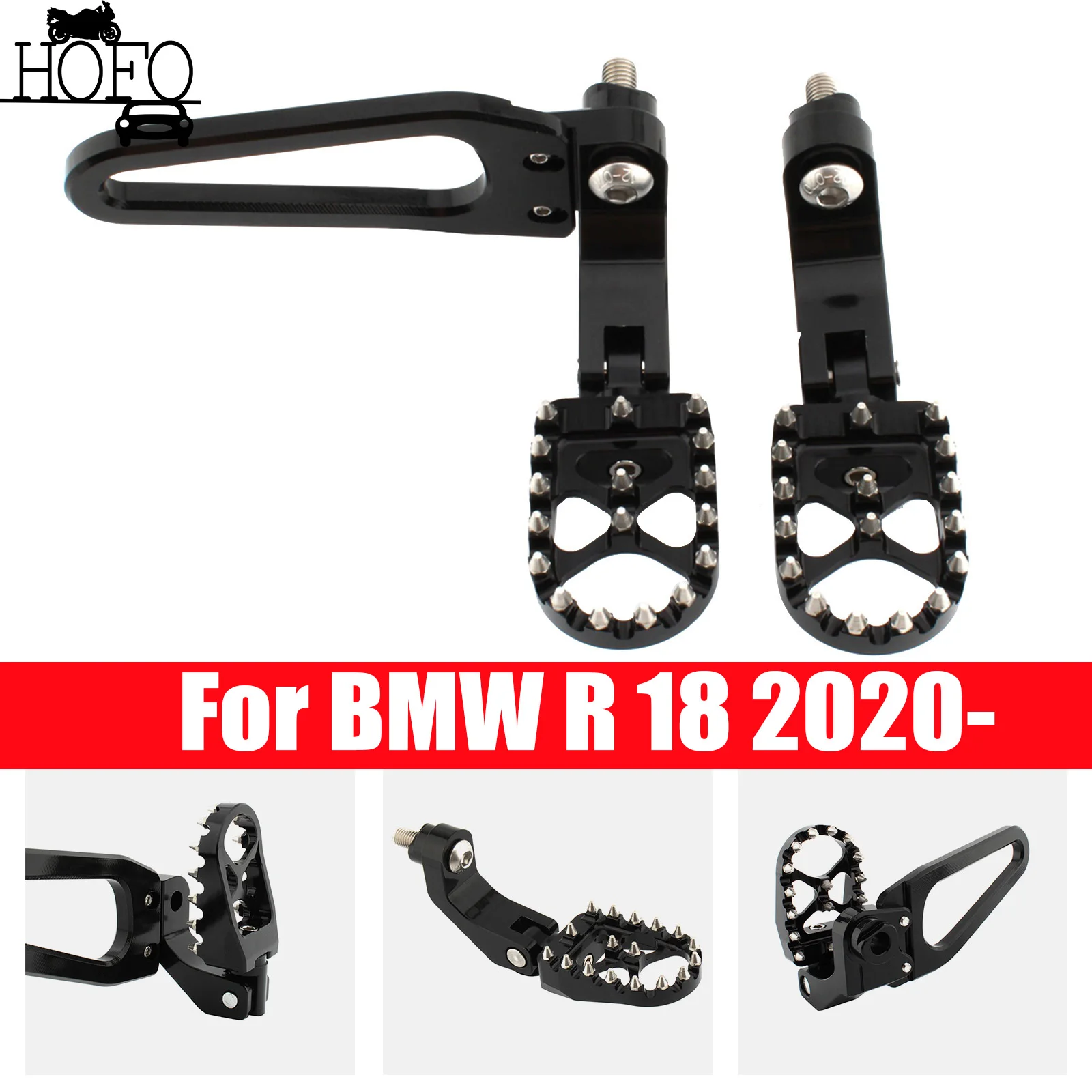 

For BMW R18 Motorcycle Rear Foot Rests Black Pegs Pedal Passenger Footpegs Mounting Kit For BMW R 18 2020-up