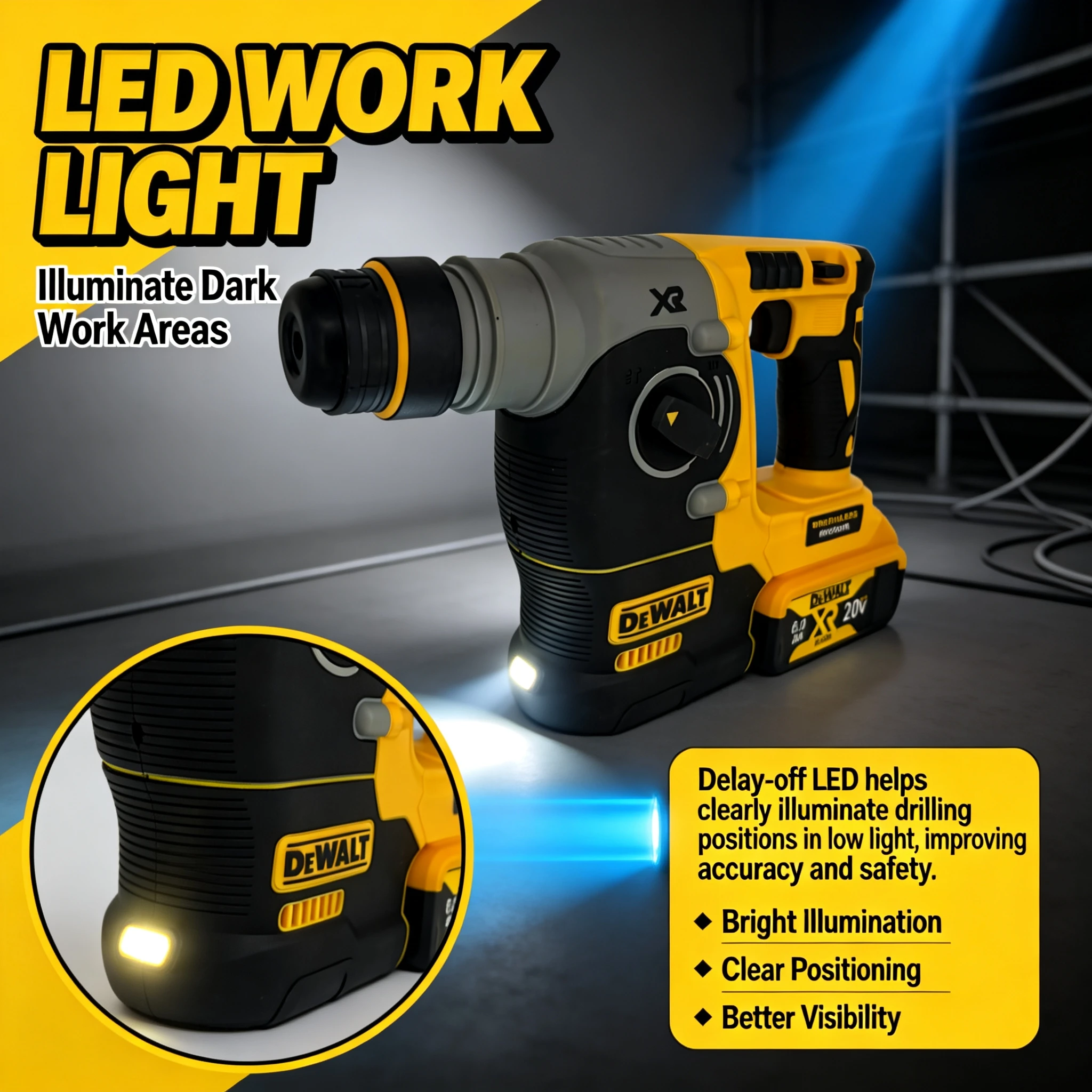 DEWALT DCH273 New 18V/20V MAX SDS Rotary Hammer Drill, Brushless Cordless Impact Hammer