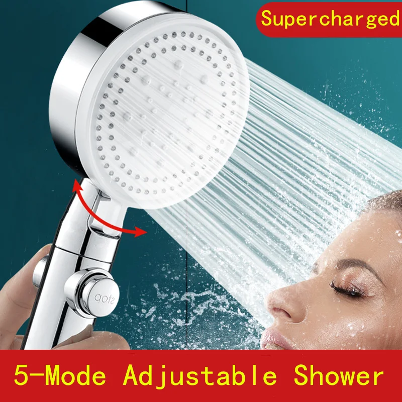 

Good quality Shower Head Water Saving 5-Mode Adjustable High Pressure chrome Shower Spray Eco Shower Bathroom Accessories