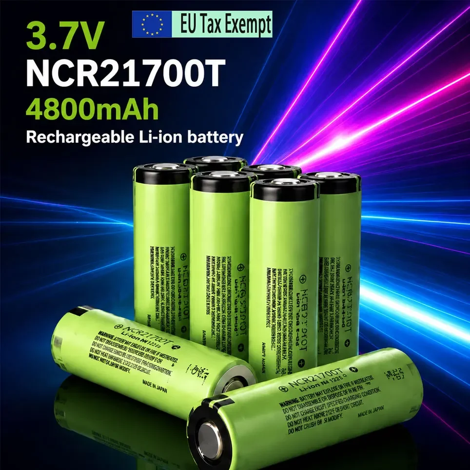 Inventario en Almacén de Polonia: Batería Recargable de Iones de Litio NCR21700T 21700, 4800mAh, 3.7V, Descarga Continua de 30A, Pico de 40A, para
