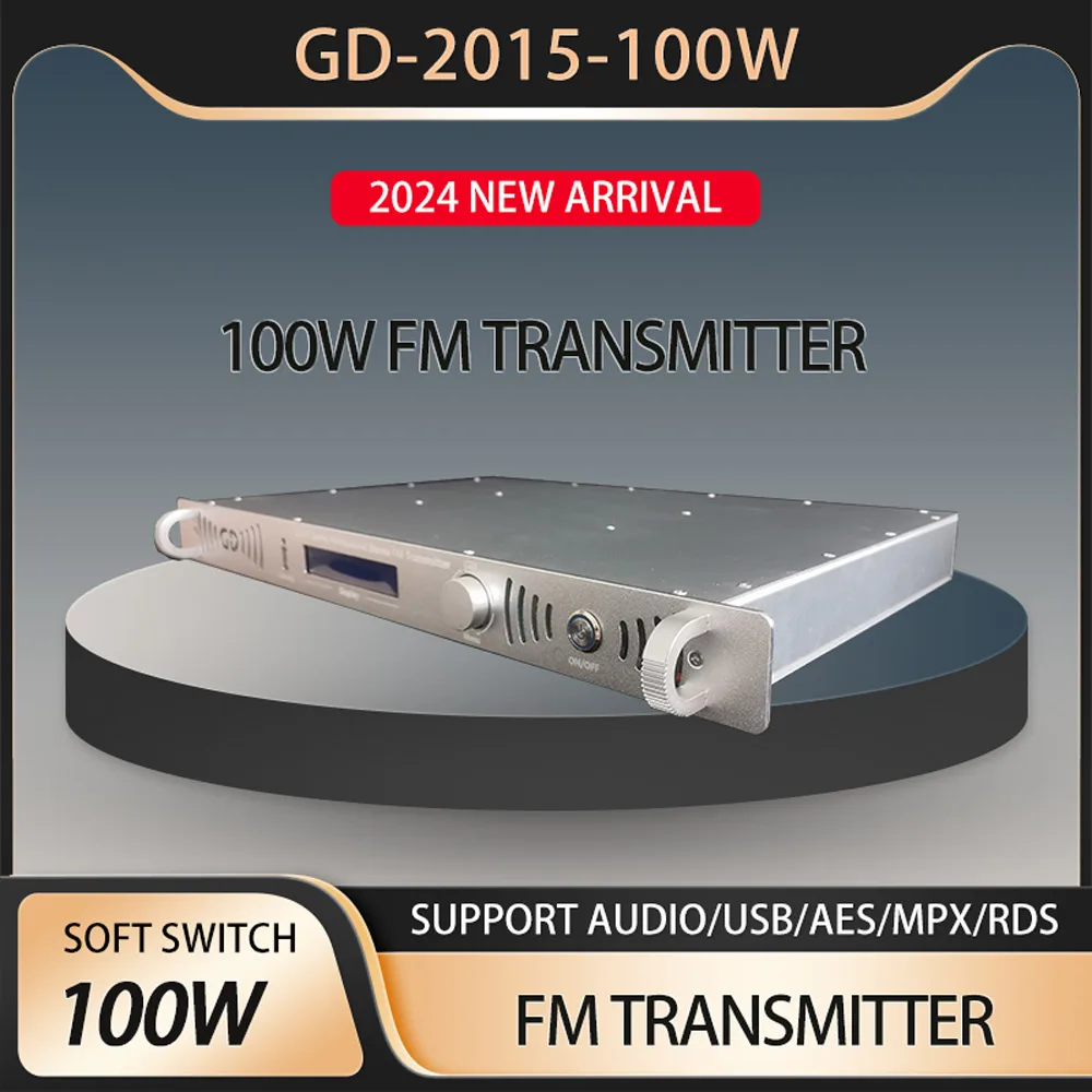 GD-2015-100W-transmisor FM de 100W, transmisor de transmisión FM para estación de Radio, MPX/RDS/USB, 87,5-108MHz