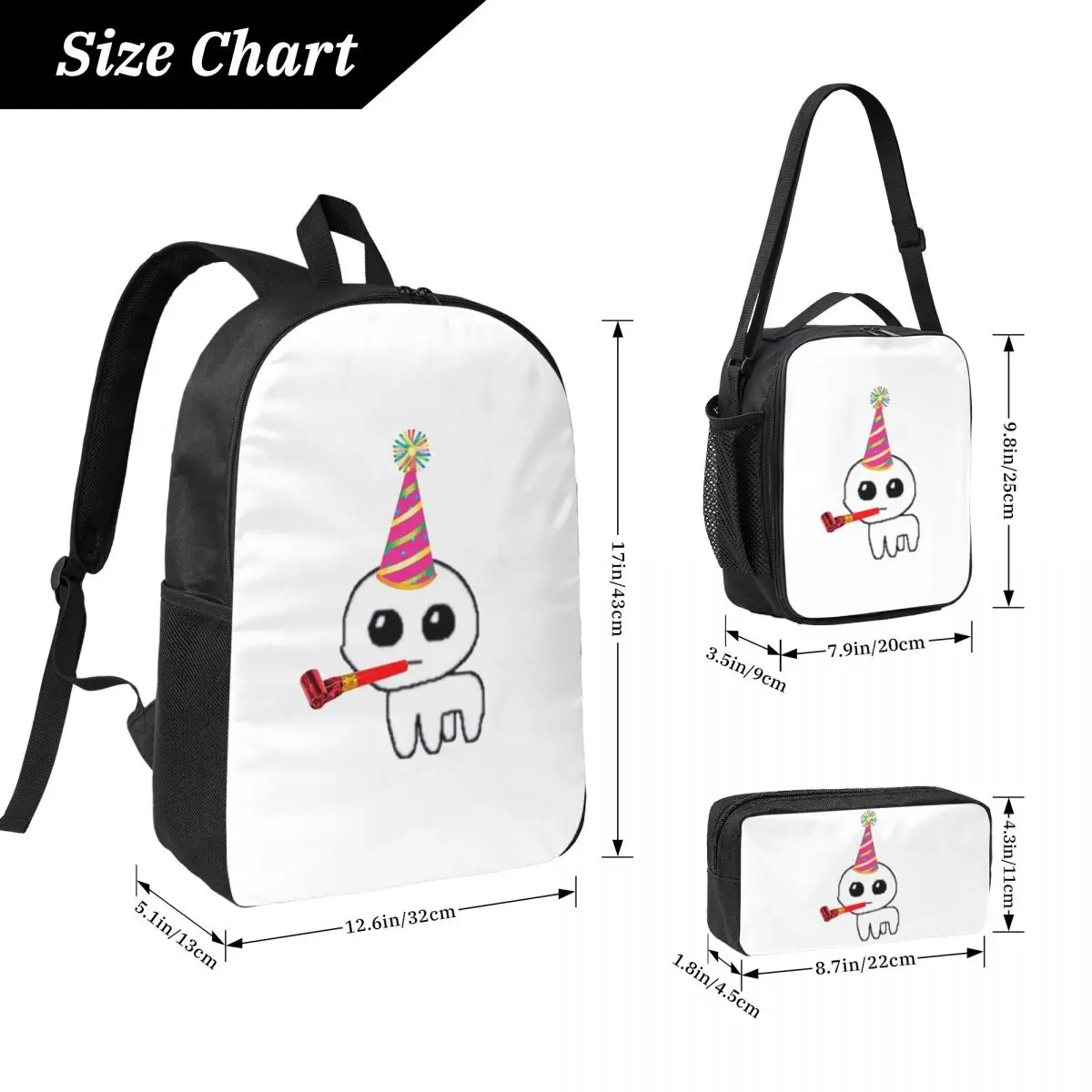 TBH Autism Creature Meme Yippee Backpack Boys Girls BookBag School Bag Laptop Shoulder Bags 3ps Insulated Lunch Bag Pencil Case