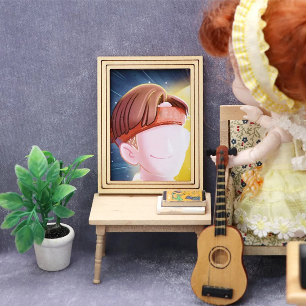 6 قطعة إطار صور صغير أثاث منزلي خشبي صغير لتقوم بها بنفسك إطار خشبي غير مكتمل ملحقات اللوحة الزخرفية #5