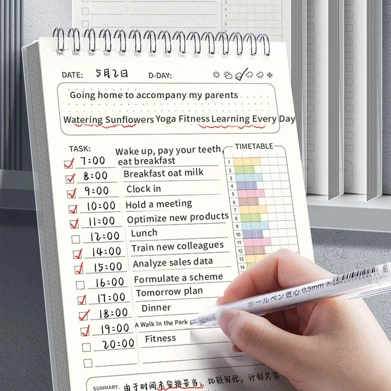 1 قطعة جدول مخطط دوامة A5 دفتر جداول الخطة اليومية للقيام قائمة المفكرة 160 صفحة سميكة مكتب اللوازم المدرسية القرطاسية