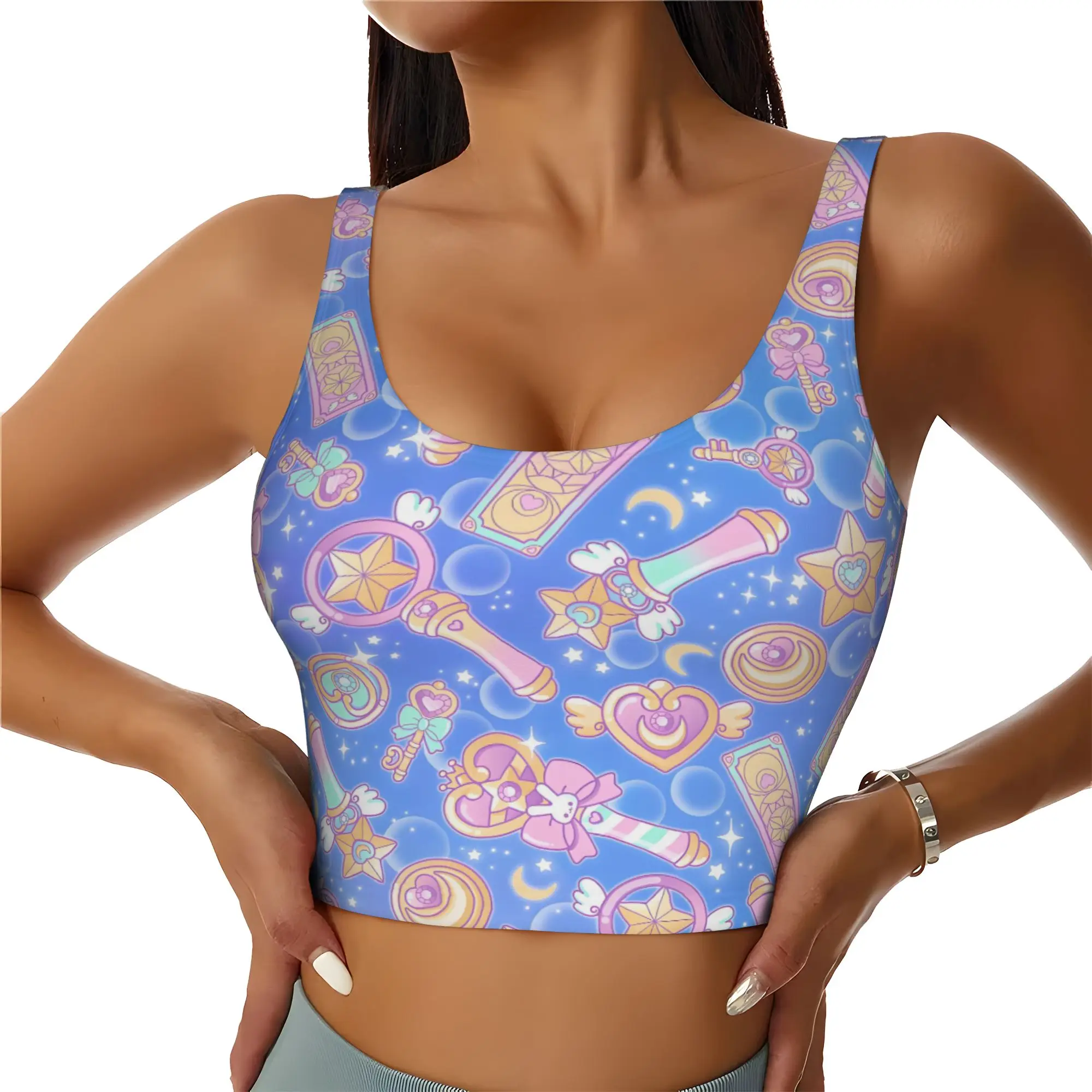 Custom Sailors Anime Moons Workout Crop Tank Tops Women Usagi Tsukino Yoga Sports Bras