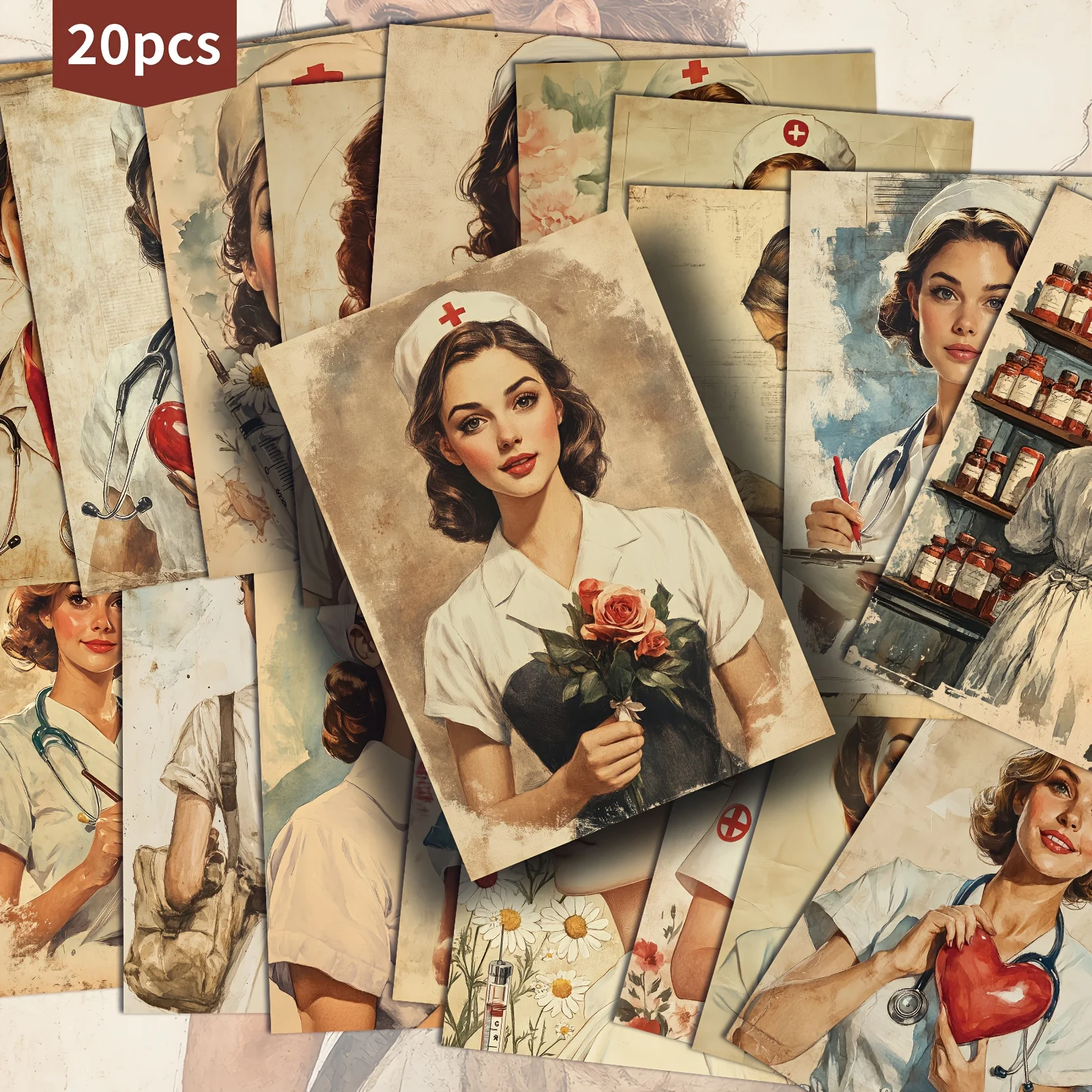 20pcs Retro Nurse and Doctor Postcards, Medical Office Decoration - Birthday/Anniversary Gifts for Doctors and Medical Workers