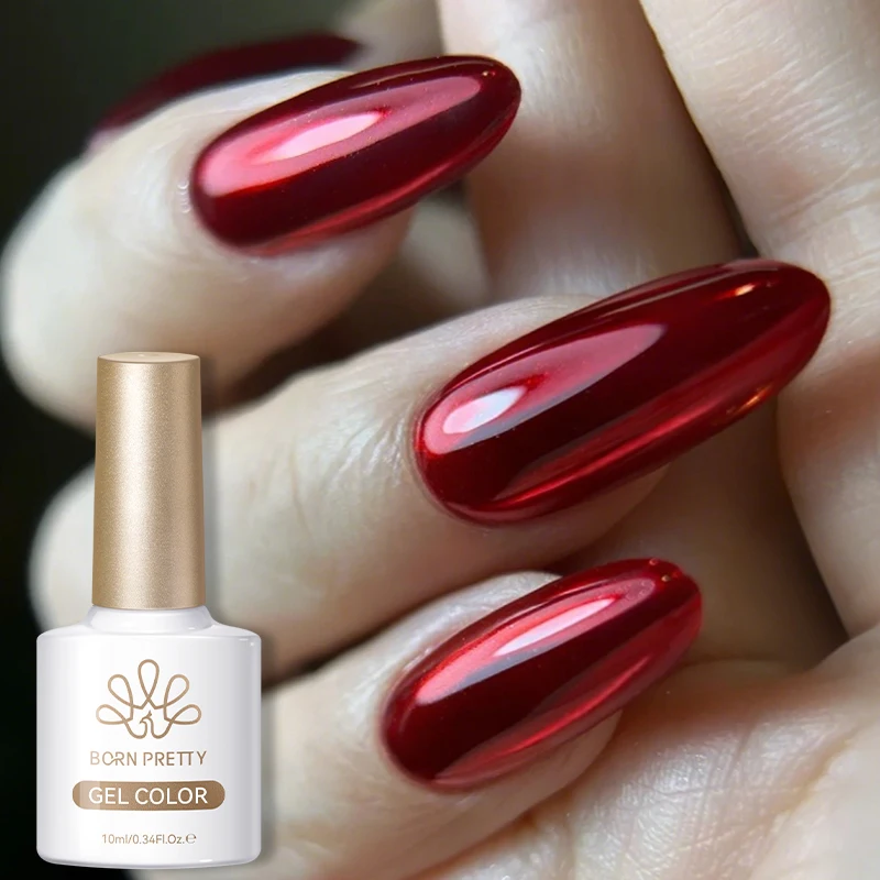 BORN PRETTY 10ml Ruby Red Cat Magnetic Gel Polish Metal Sparking Glitter Crystal Soak Off UV LED Semi Permanent Manicure Varnish