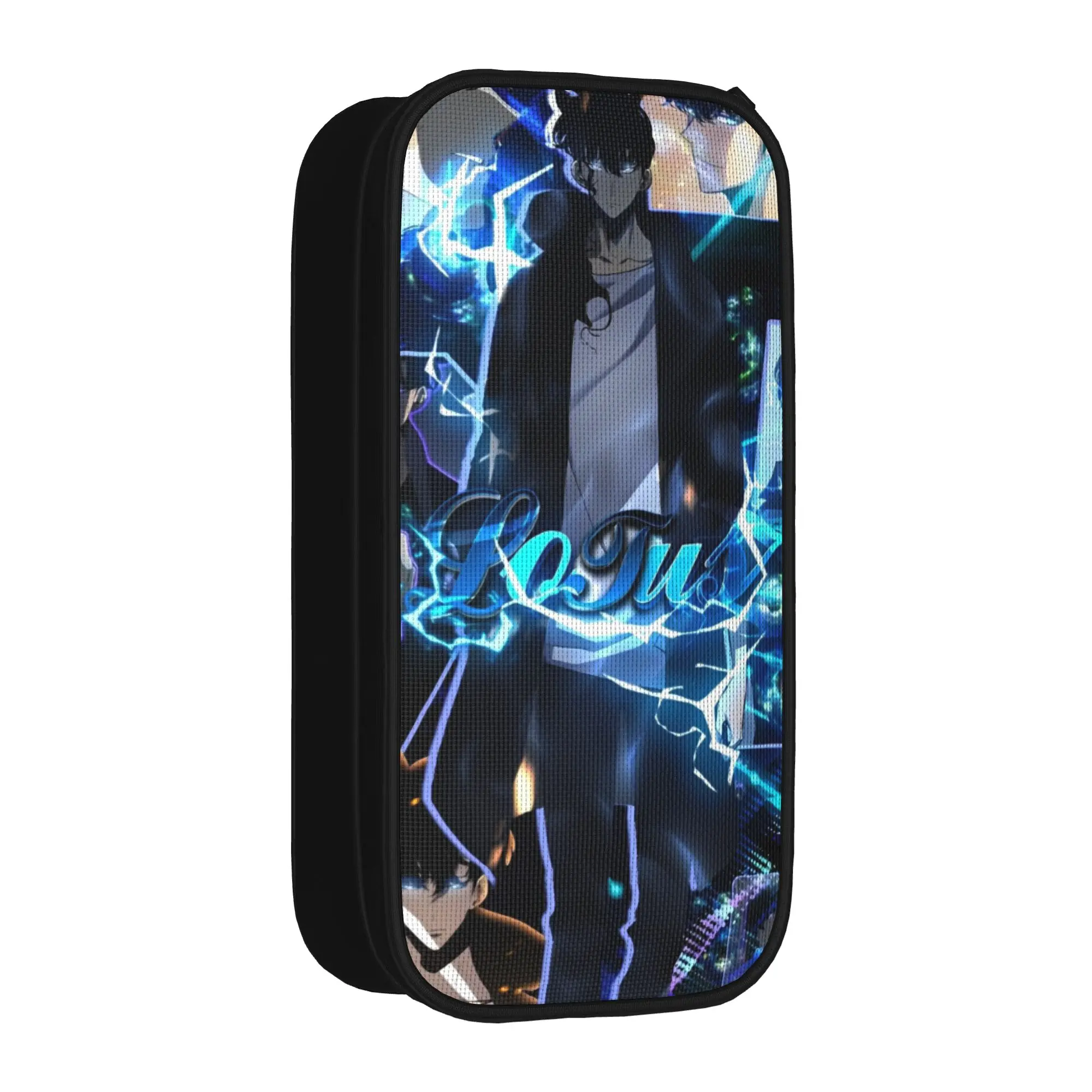 Estuches de Lápices de Anime Solo Leveling, Bolsa Creativa para Lápices, Estuche de Gran Capacidad para Estudiantes, Estuche de Lápices con Cierre para Oficina