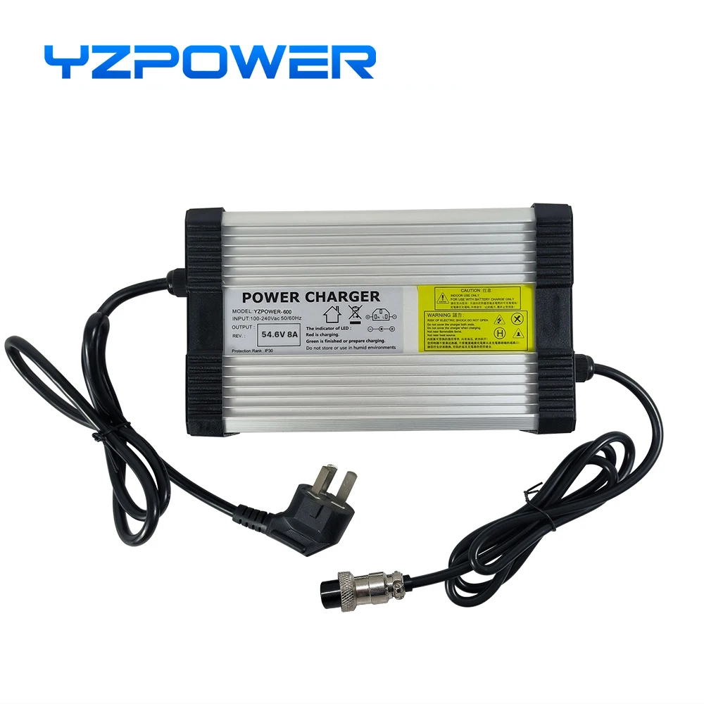 YZPOWER 54.6V 8A lithium battery charger 13S 48V charger lithium battery pack universal intelligent fast charging with fan