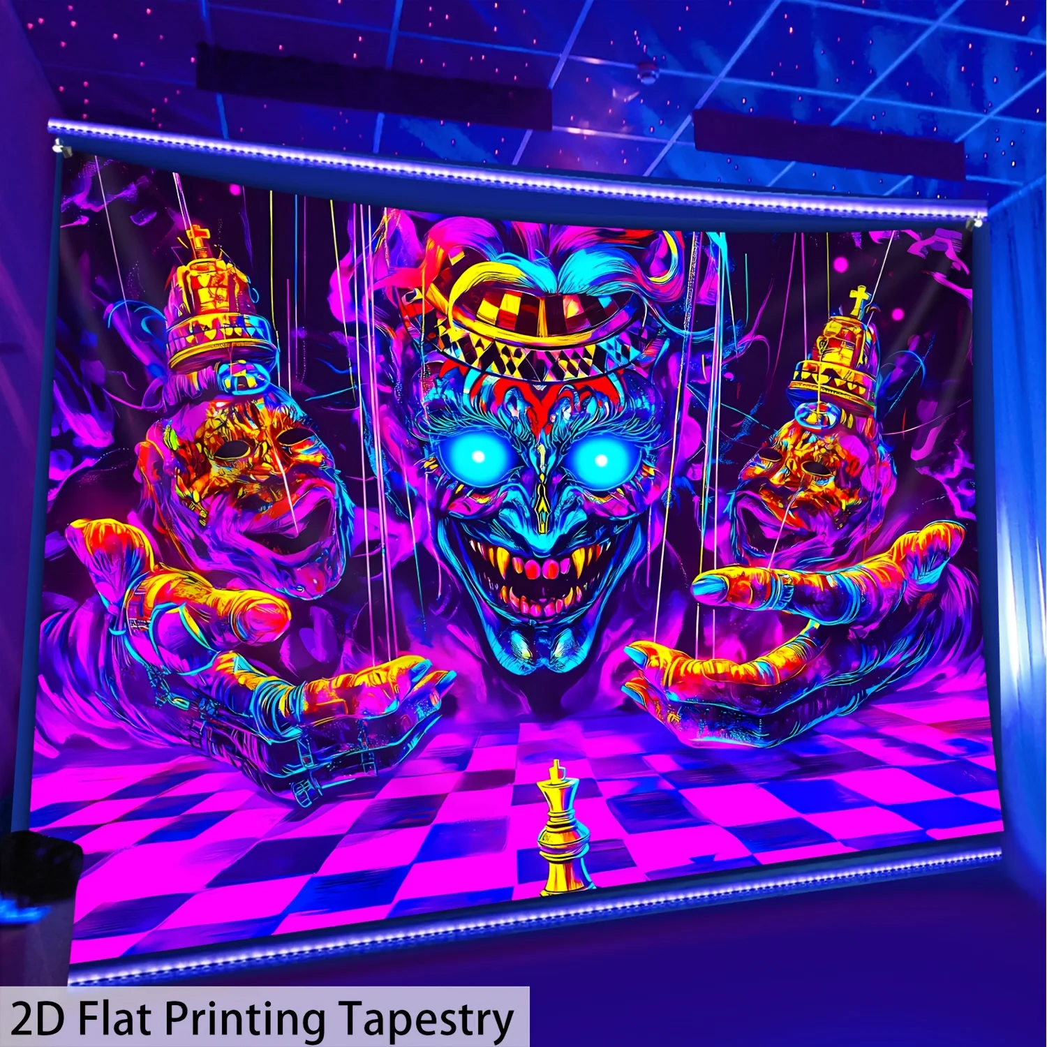 VIKAMA Fantasy Neon Gaming Wandteppich Schlafzimmer Thema trendige Wohnzimmer Hintergrund Wohnzimmer Wandbehang Zimmer Dekor
