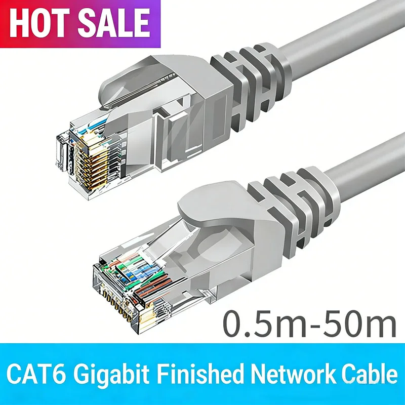 Câble Ethernet Cat6 RJ45 UTP 1000 Mbps, paire torsadée, 0,5/1/2/3/5/10/15/20/30/50M, câble LAN Cat6, cordon de raccordement, routeur, câble d'ordinateur