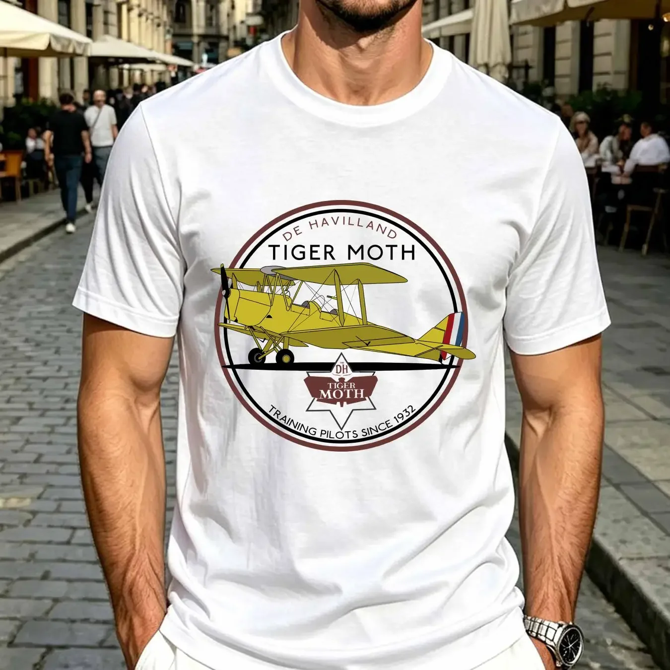 washed T Shirt Aeroclassic Vintage Tiger Moth Aircraft vintage Washed designer clothes graphic streetwear Versatile