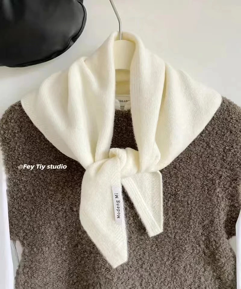 British Korean Style Niche Wool Knitted Triangular Scarf Women Headscarf Knitted Scarf Multi-functional Warm Knitted Scarf byHap