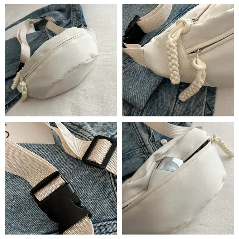 Chest Bag Banana Bag for Women Sling Crossbody Waist Pack Canvas Running Waist Casual Fanny Packs Sport Half Moon Belt Bag