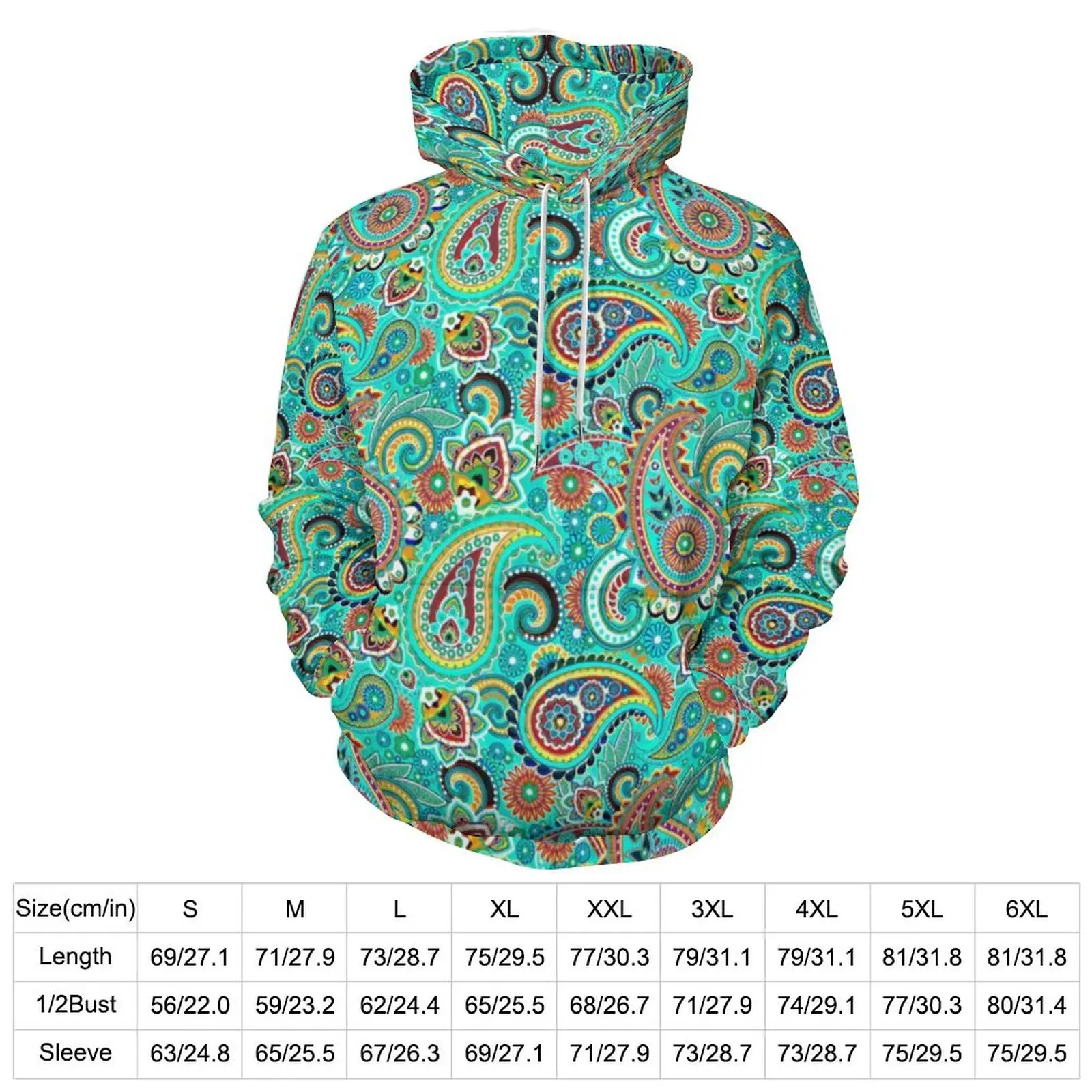 Colorful Paisley Hoodies Modern Art Print Hip Hop Casual Hoodie Long Sleeve Y2k Printed Hooded Sweatshirts Birthday Gift