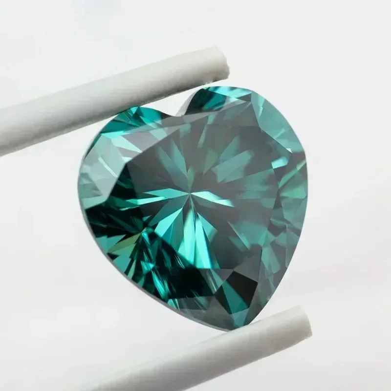 

Moissanite Stone Natural Green Color Heart Cut Gemstone for Charms Diy Jewelry Making Materials with GRA Certificate