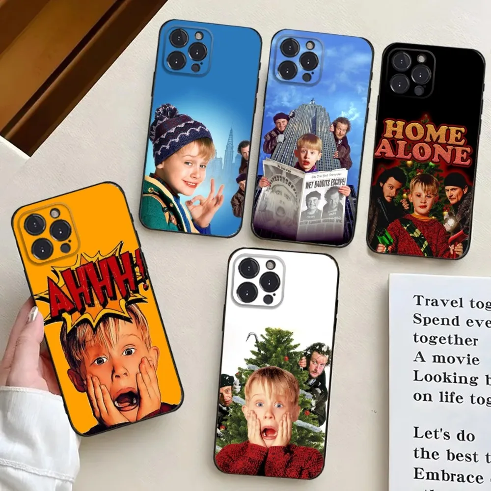 H-Home Alone TV Phone Case For iPhone 16,15,14,13,12,11,Pro,X,XS,Max,XR,Plus,Mini Black Silicone Soft case