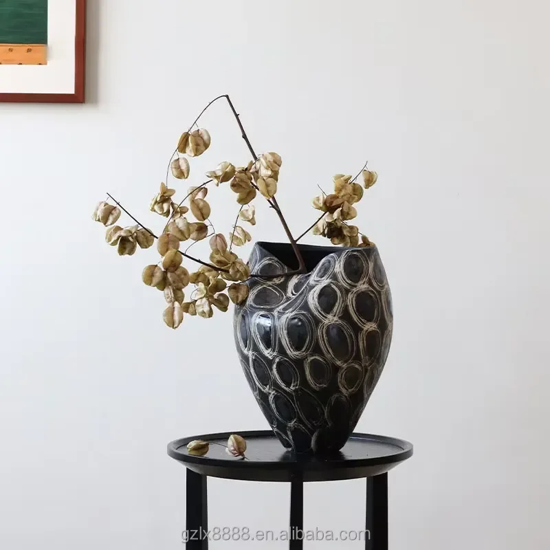 for Modern Handmade Ceramics Enamel Pottery Glazed   Vintage Nordic Folk Art Decorations Dried Flowers Souvenirs Hand