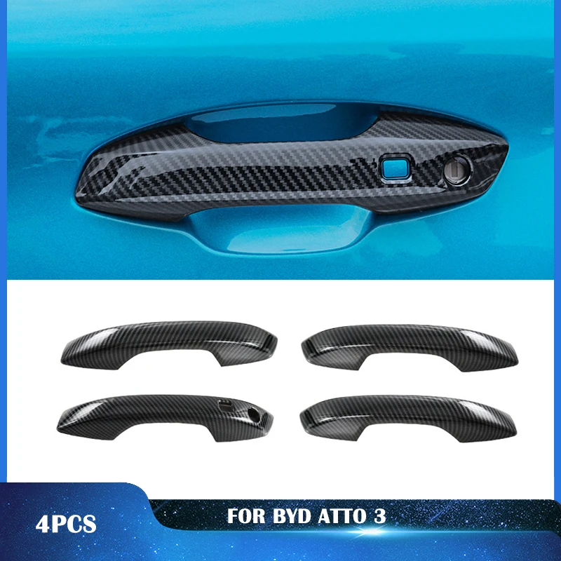 For BYD ATTO 3 Yuan Plus 2022 2023 Car Accessories ABS Chrome Door Handle Cover With Smart Key Hole Catch Cap Trim Molding