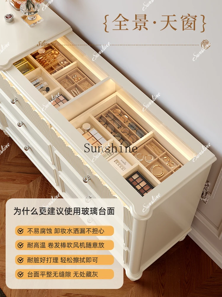 

French solid wood dresser chest integrated bedroom cream wind bed end corner advanced senseYY