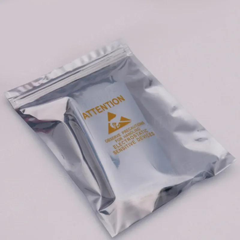 100 Pieces of Anti-static Zipper Bag Self Sealing Packaging ESD Bag Electronic Accessories Shielding Bag Printed Logo Resealable