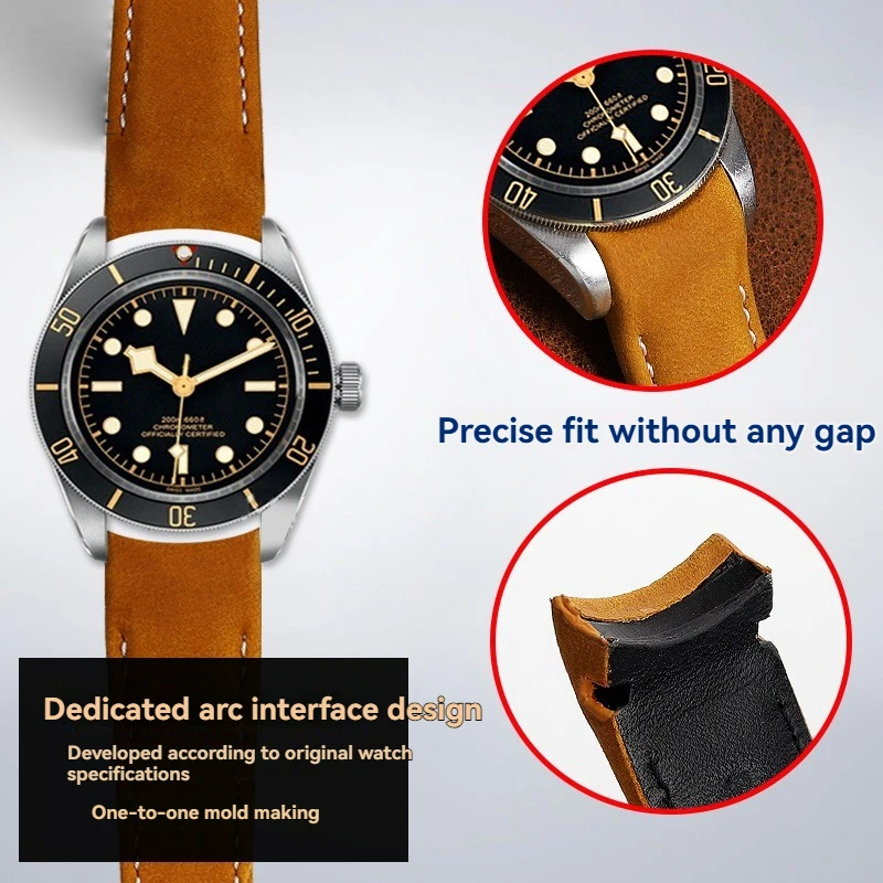 Dla Tudor Black Bay skórzany pasek M79363 M79360 20mm 22mm pasek do zegarka z prawdziwej skóry bydlęcej z zakrzywionym końcem, wymienna bransoletka