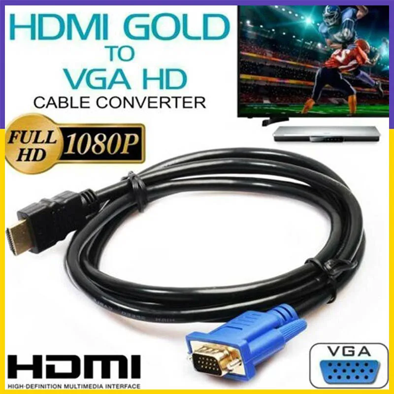 

【Fast Ship】HDMI to VGA Adapter Cable HD Video Converter High-Definition Video Adapter Cable For Projector Monitor Laptop PC TV