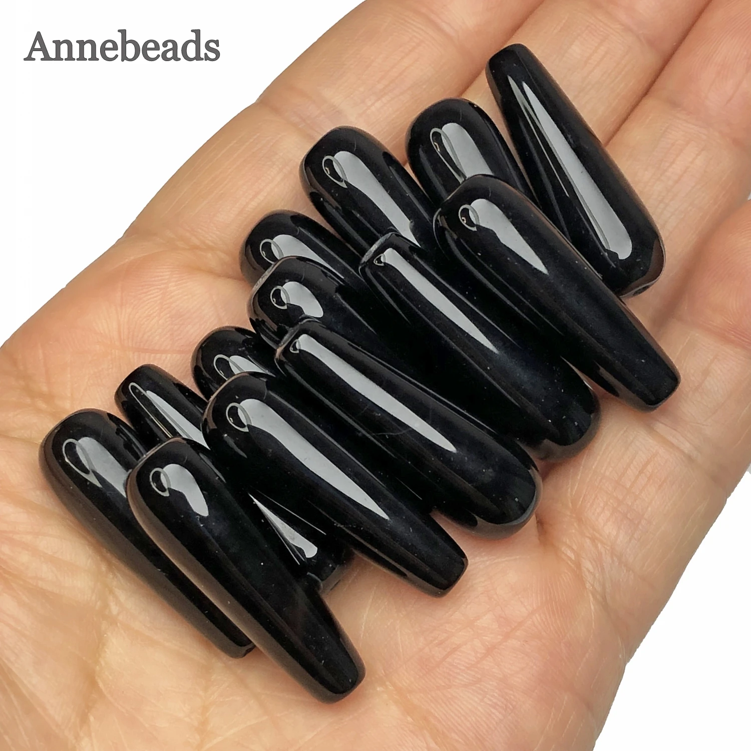 10x30mm Natural Water Drop Black Agates Stone Beads Loose Spacer Beads For Jewelry Making Diy Pendant Accessories Earrings