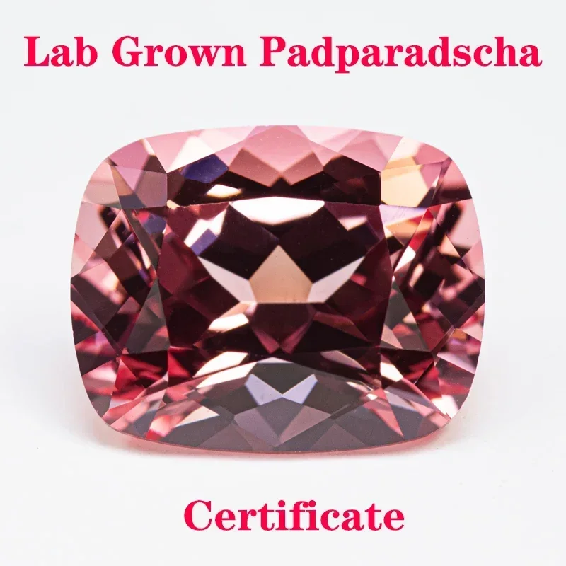 

Lab Grown Padparadscha Rectangular Cushion Shape Red Lotus Flower VVS1 Selectable AGL Certificate Charms DIY for Jewel Making