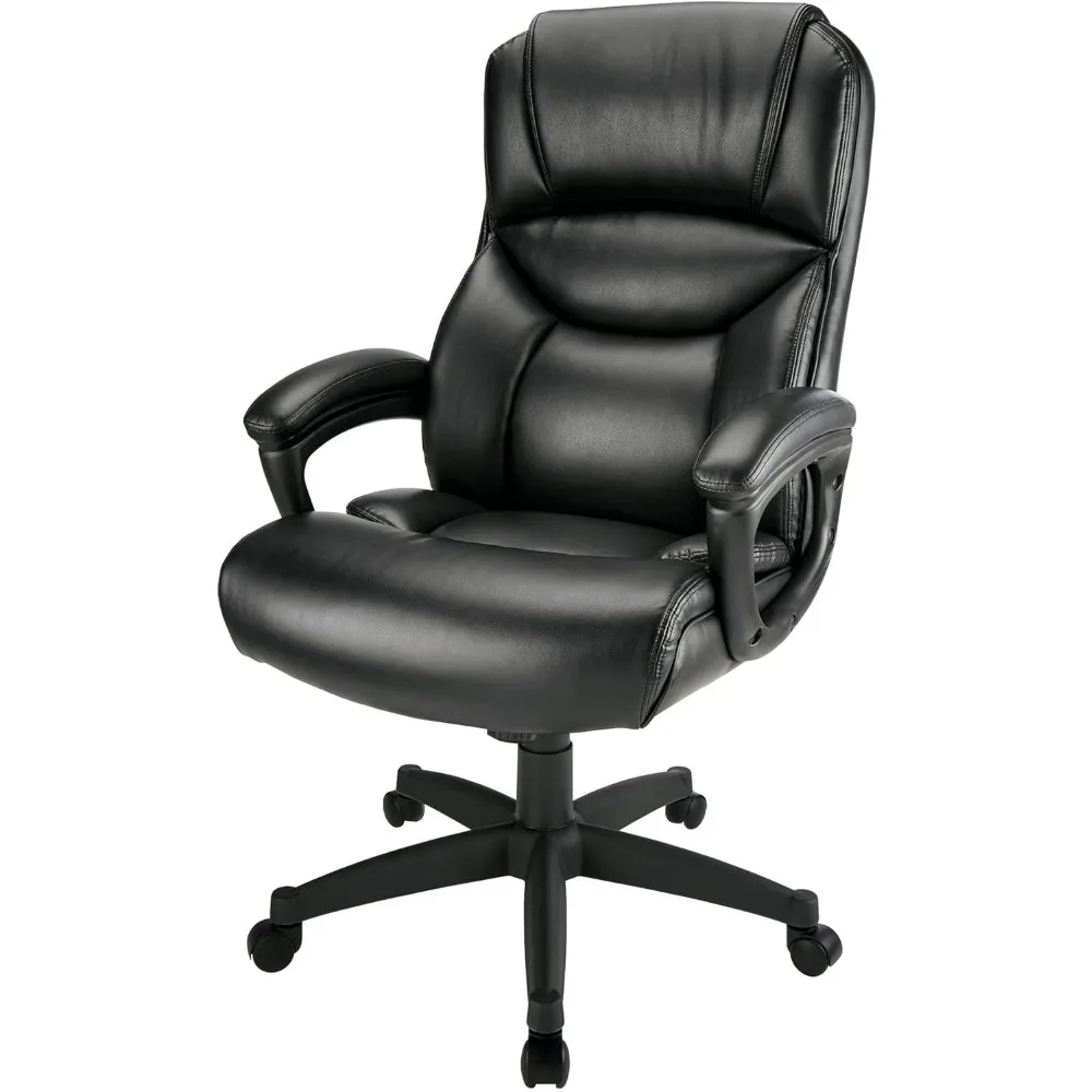 Fennington Bonded Leather High-Back Chair, Ergonomic Desk Chair with Lumbar Support, Computer Chair