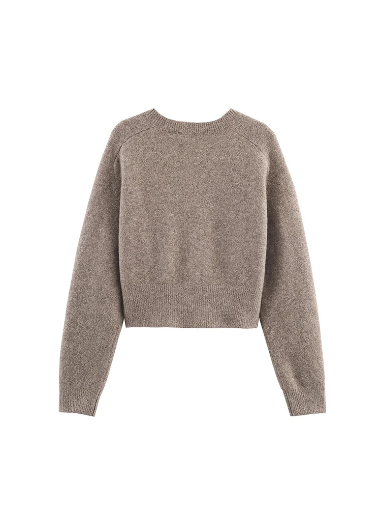 เสื้อแจ็คเก็ตถักแขนยาว คอกลม ติดกระดุม สไตล์ยุโรปและอเมริกา คอลเลคชั่นใหม่ ฤดูใบไม้ร่วง ปี 2025 สำหรับผู้หญิง