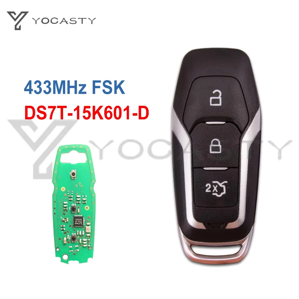 YOCASTY 3 Buttons 433MHz ID49 Smart Remote Control Car Key For Ford Mondeo Edge S-Max Galaxy 2014-2018 DS7T-15K601-D