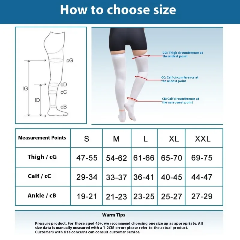 Compression Stockings Knee High Nurses Pregnant Women Anti Embolem Support Stockings Breathable Non Slip Blood Circulation Socks