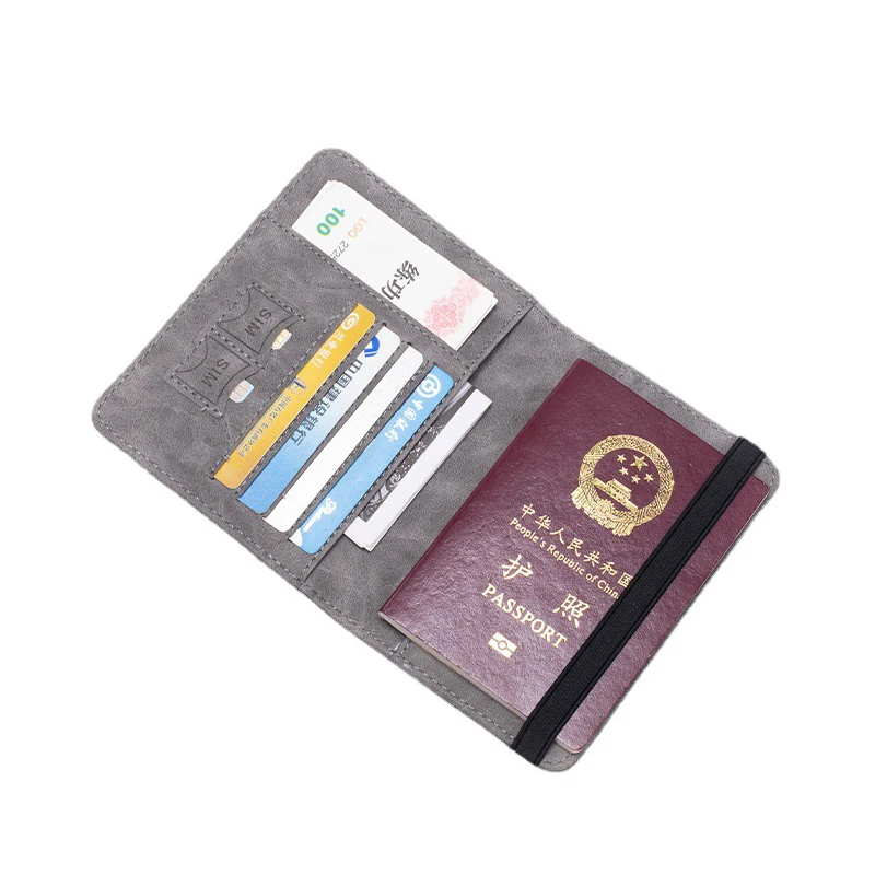 Women Men RFID Vintage Business Passport Covers Holder Multi-Function ID Bank Card PU Leather Wallet Case Travel Accessories Bag