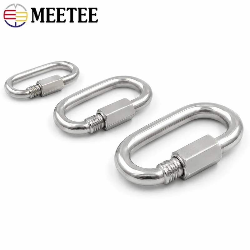 1/2Pcs 32-104mm M3-M12 304 Stainless Steel Oval Locking Carabiner Quick Link for Rope Camping Swing Chain Connector DIY Hardware