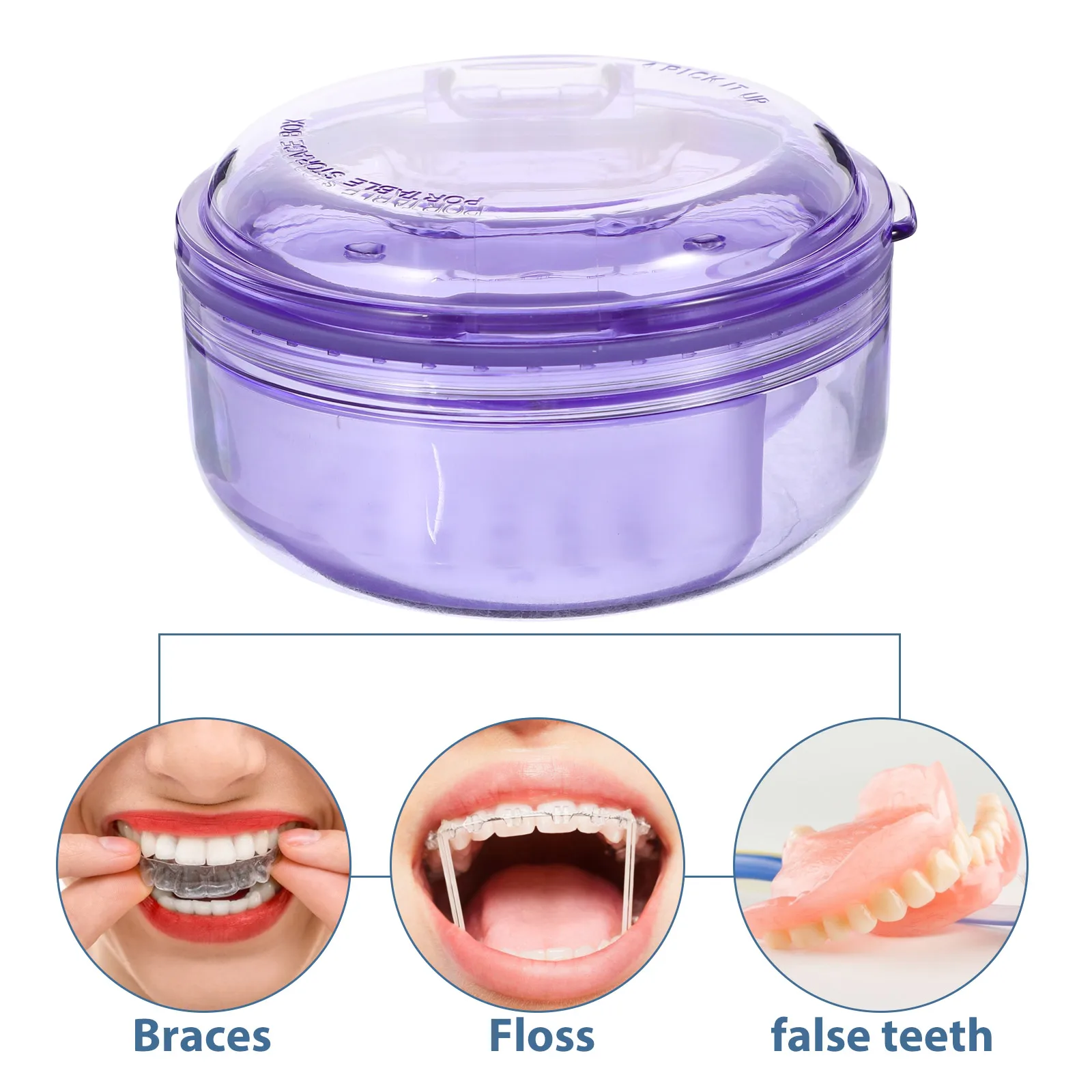 

Denture Case Durable Compact Retainer Storage Box Portable Travel False Tooth Container Breathable Scratch Proof Safe Locking