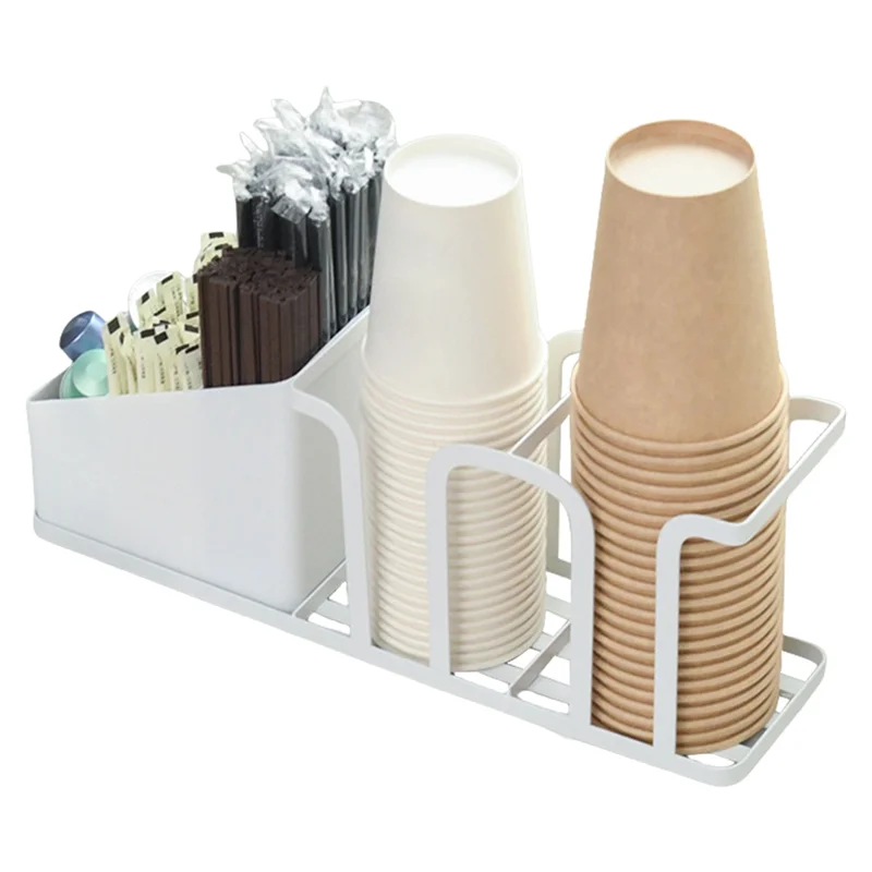 

A03F-Coffee Tea Condiments Accessories Holder Multifunctional Disposable Coffee Cup Organizer For Kitchen Office Break Time