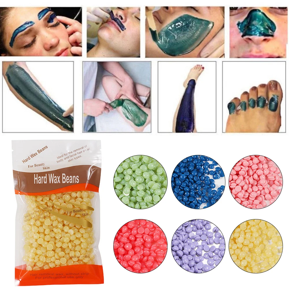 100g Hard Wax Beans Solid Hair Remover No Strip Depilatory Hot Film Wax Bead Hair Removal For Full Body Bikini Face Leg Eyebrow