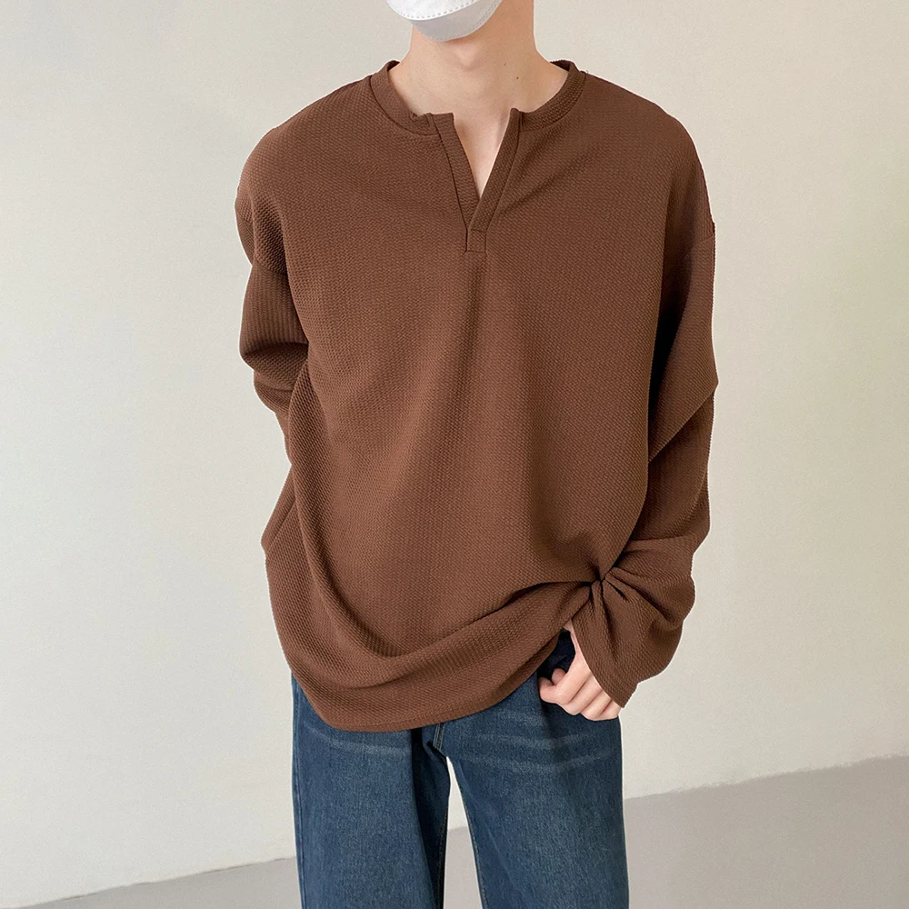 

Mens T-Shirt Casual Versatile Long Sleeved T-Shirt Autumn Japanese Harajuku Style Lazy Draped Undershirt Men's Clothing Unisex