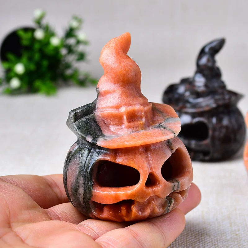 1 шт., хрустальная статуя тыквы на Хэллоуин - резьба по натуральному кристаллу - идеально подходит для украшения стола и подарков на Хэллоуин - Кристалл Купидона