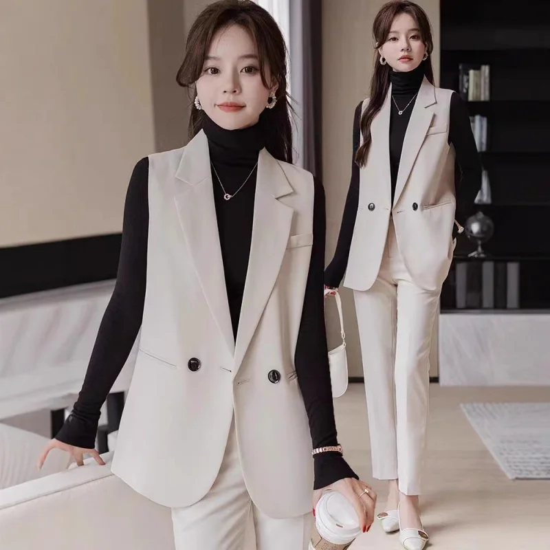 Giacca da gilet da donna di media lunghezza2025Spring Nuovo gilet blazer con spacco alla moda elegante in stile coreano