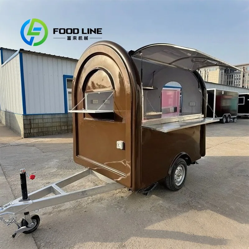 تخصيص الألياف الزجاجية مقطورة الغذاء المتنقلة إطار من الاستانلس ستيل مقاومة للصدأ عربة تقديم الطعام السريع لبيع الشوارع #2