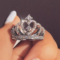 Luxury Crown Zirconia Zircon Ring  Women's Wedding Party Crystal Ring Jewelry wedding rings for women